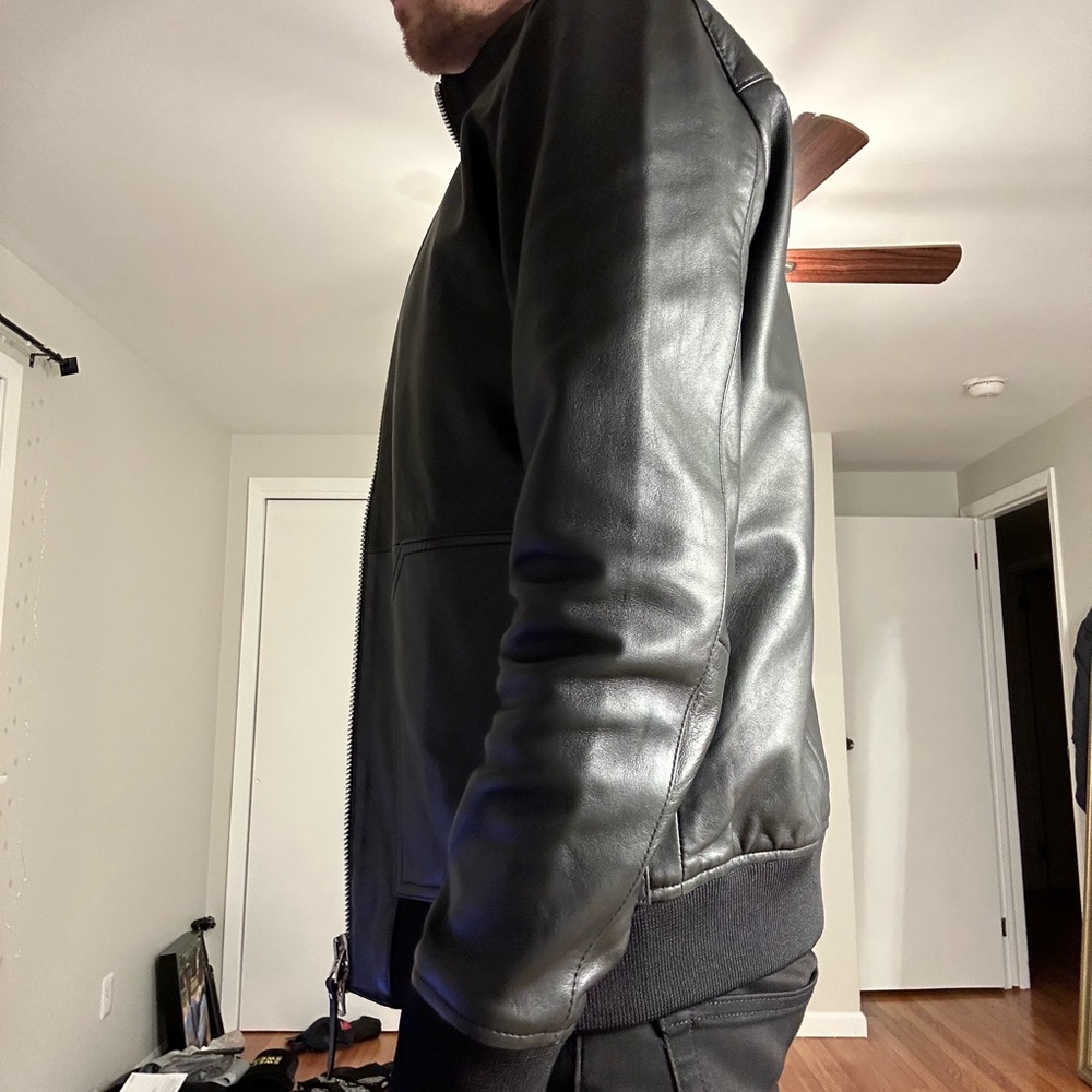 Reiss Black Leather Jacket - Picture 3 of 7